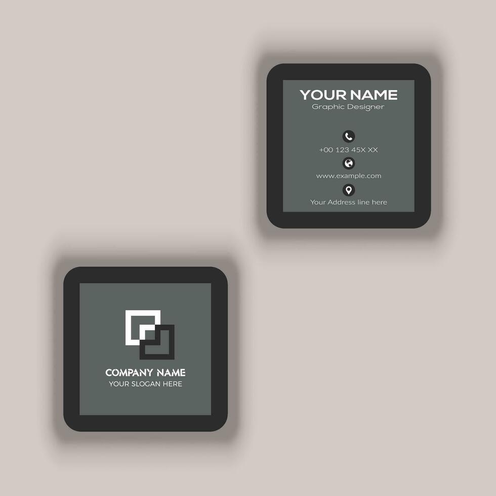 Rounded Square Business Card Vector Template