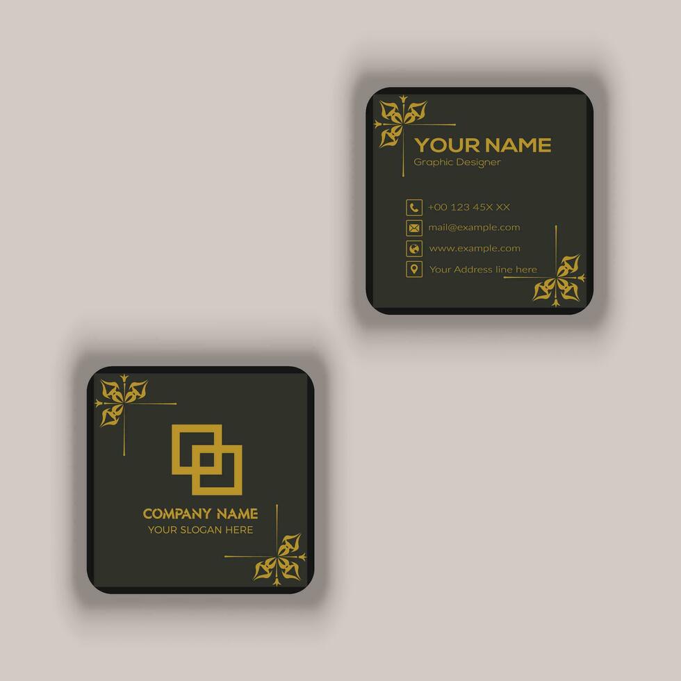 Clean Style Modern Corporate Rounded Square Business Card Vector Template