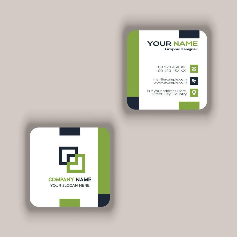 Clean Style Modern Corporate Rounded Square Business Card Vector Template