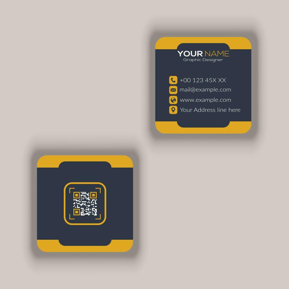 Clean Style Modern Corporate Rounded Square Business Card Vector Template