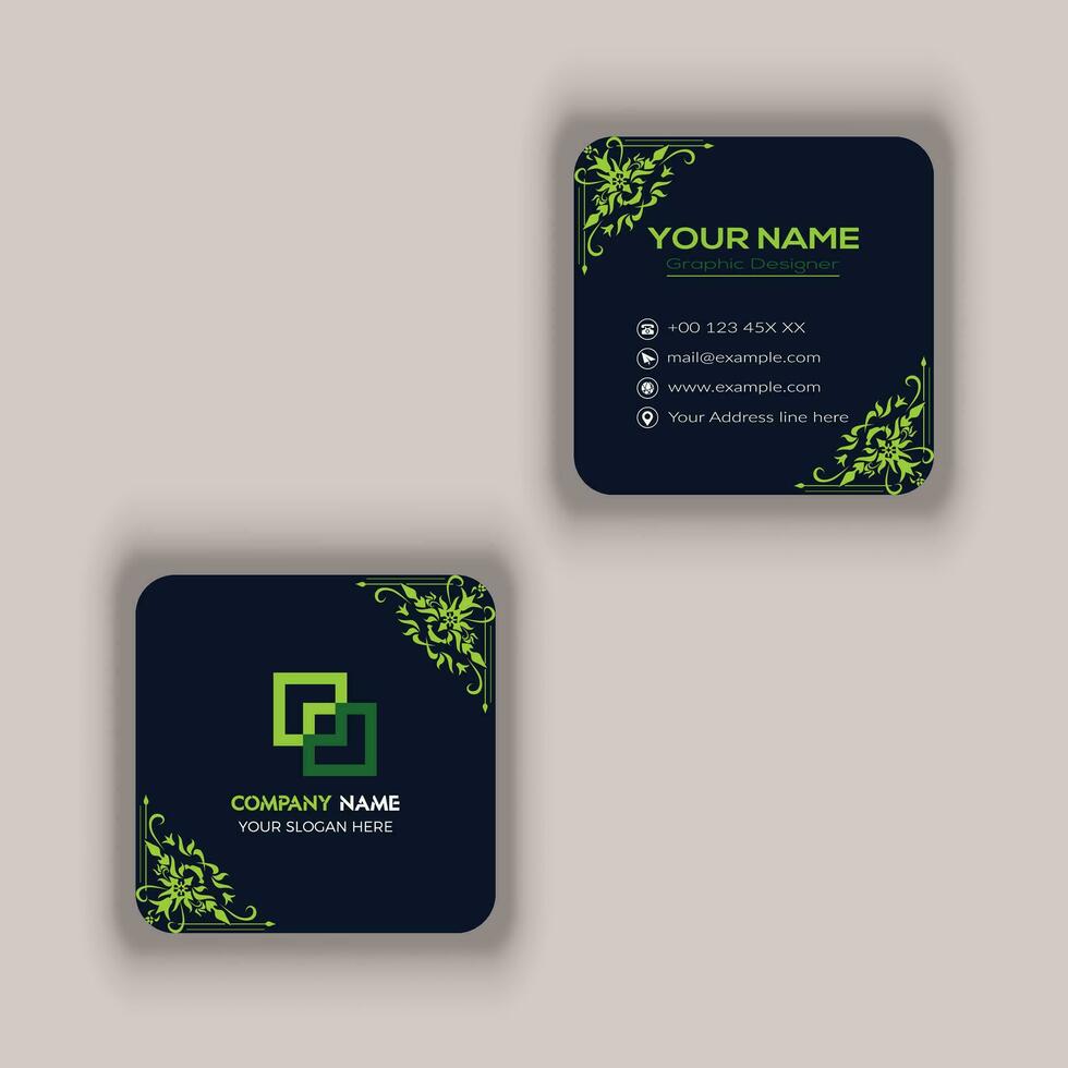 Clean Style Modern Corporate Rounded Square Business Card Vector Template