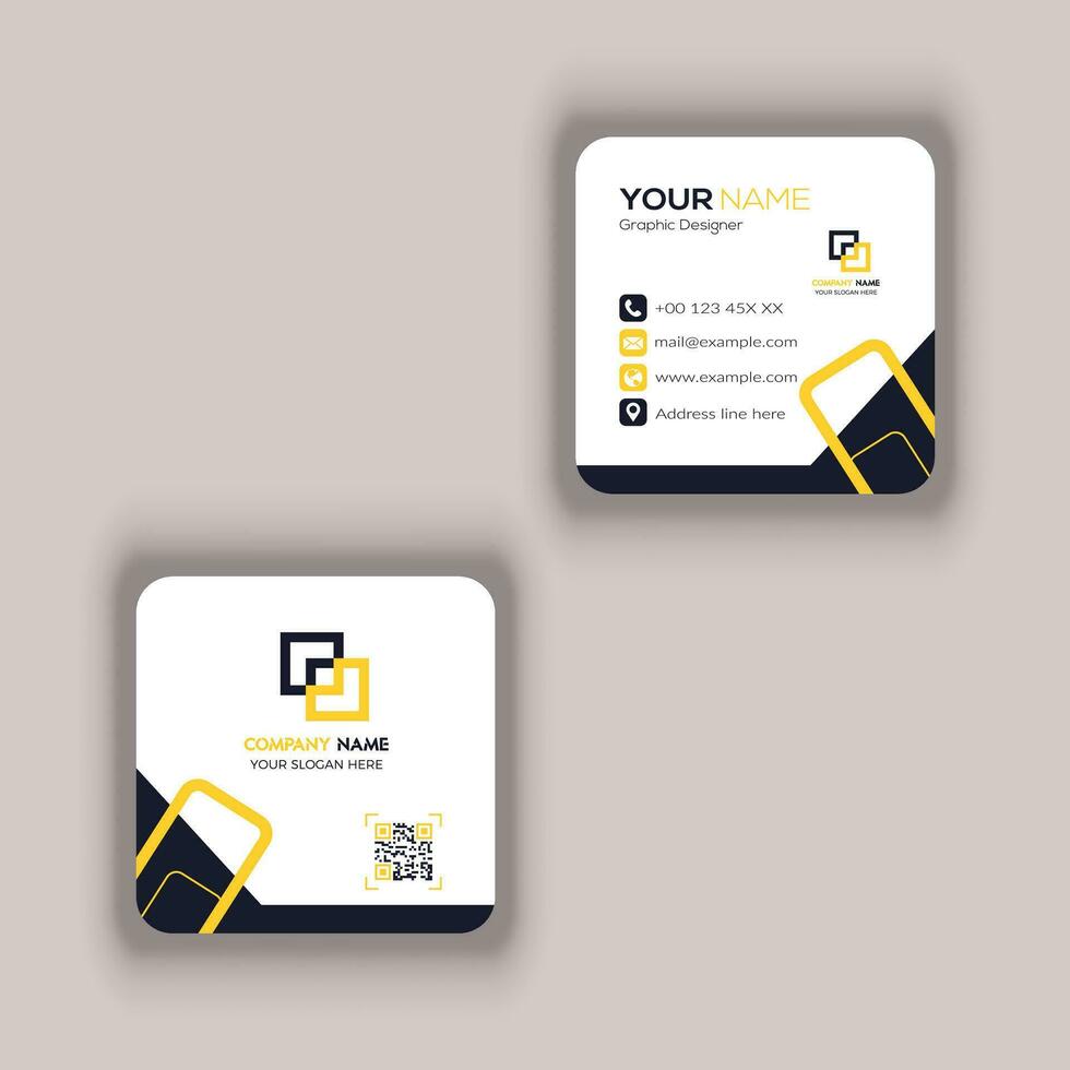 Clean Style Modern Corporate Rounded Square Business Card Vector Template