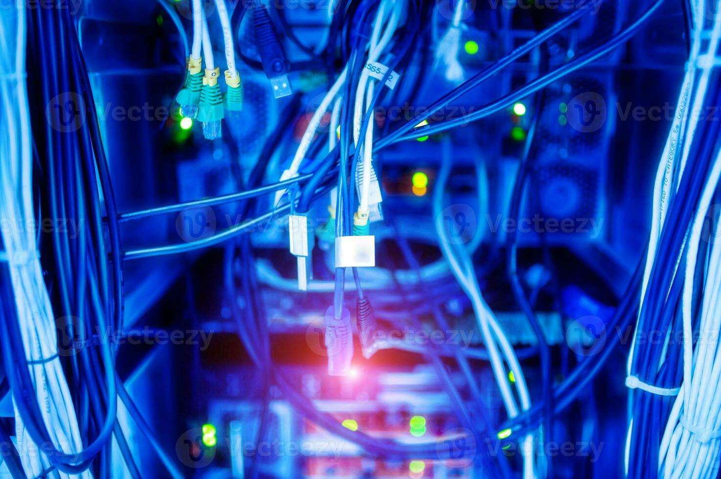The server room tells the computer server that is working continuously. Convey the power and progress. photo