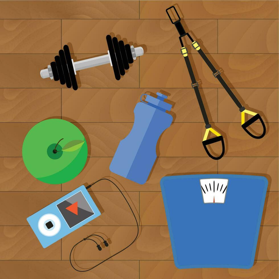 Innovative way to lose weight with trx and weight. Vector illustration