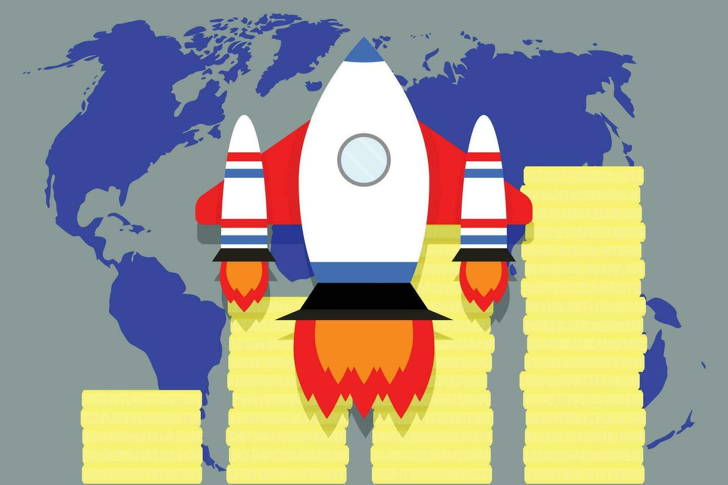 Global financial success of launch start up vector