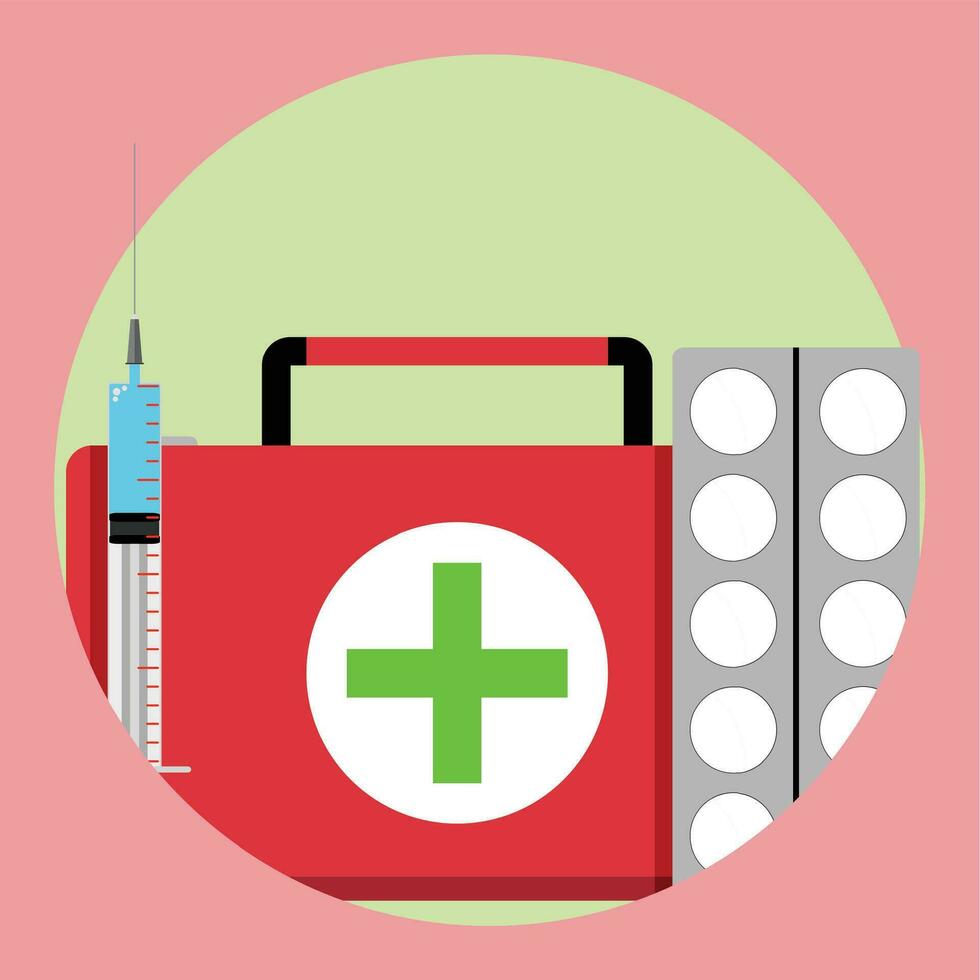 Medication first medical aid icon. Healthy and support medicine, clinical therapy vector illustration