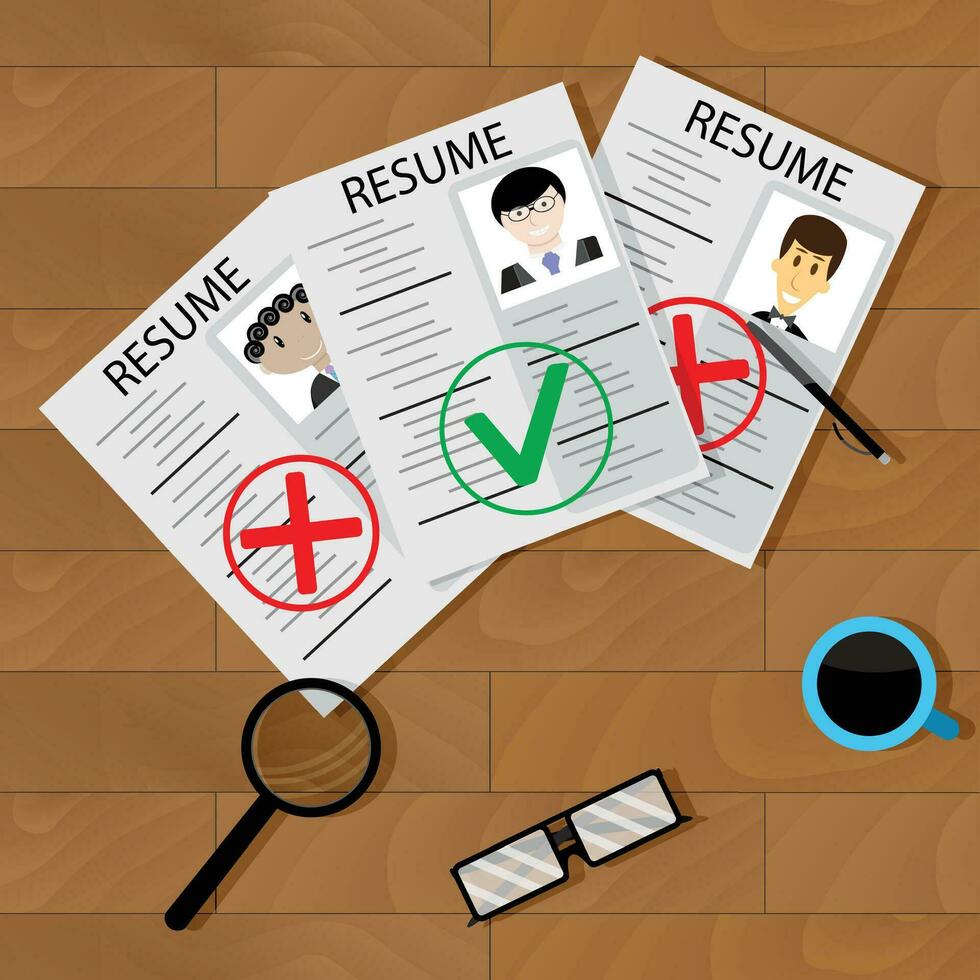 reclutamiento concepto vector. entrevista y contratación empleado, negocio investigación ilustración vector