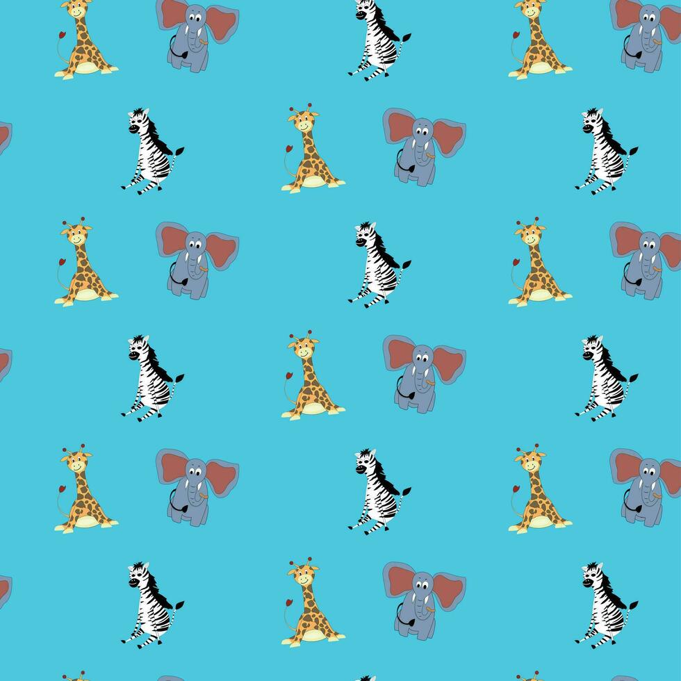 Safari pattern vector. Giraffe and elephant, zebra illustration vector
