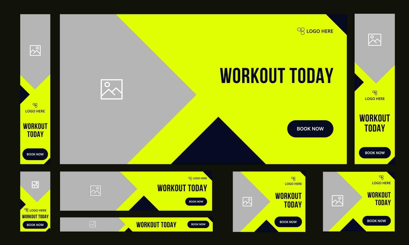 Set of body fitness training web banner template design for social media posts vector