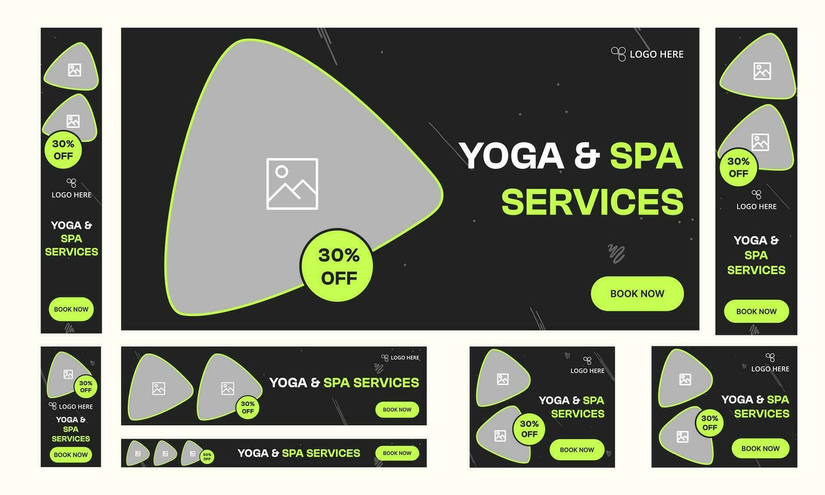 conjunto de yoga y meditación web bandera modelo diseño para social medios de comunicación publicaciones vector