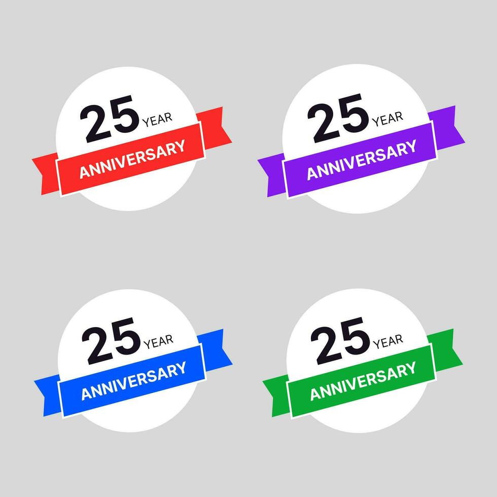 Anniversary ribbon stickers for multipurpose usage vector