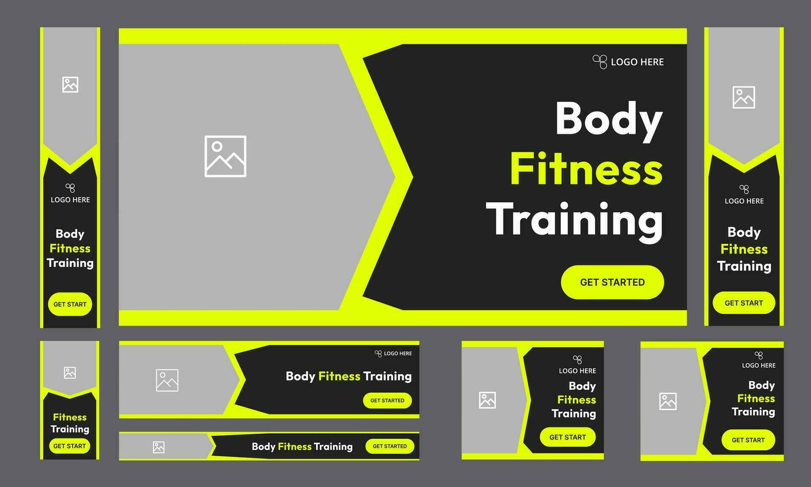 Body fitness web set banner template design vector