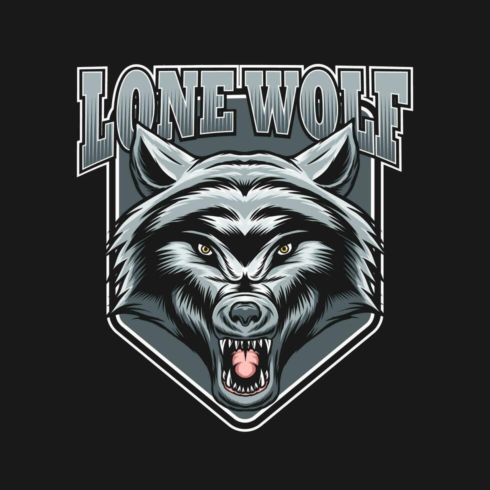 solitario lobo logo diseño concepto vector