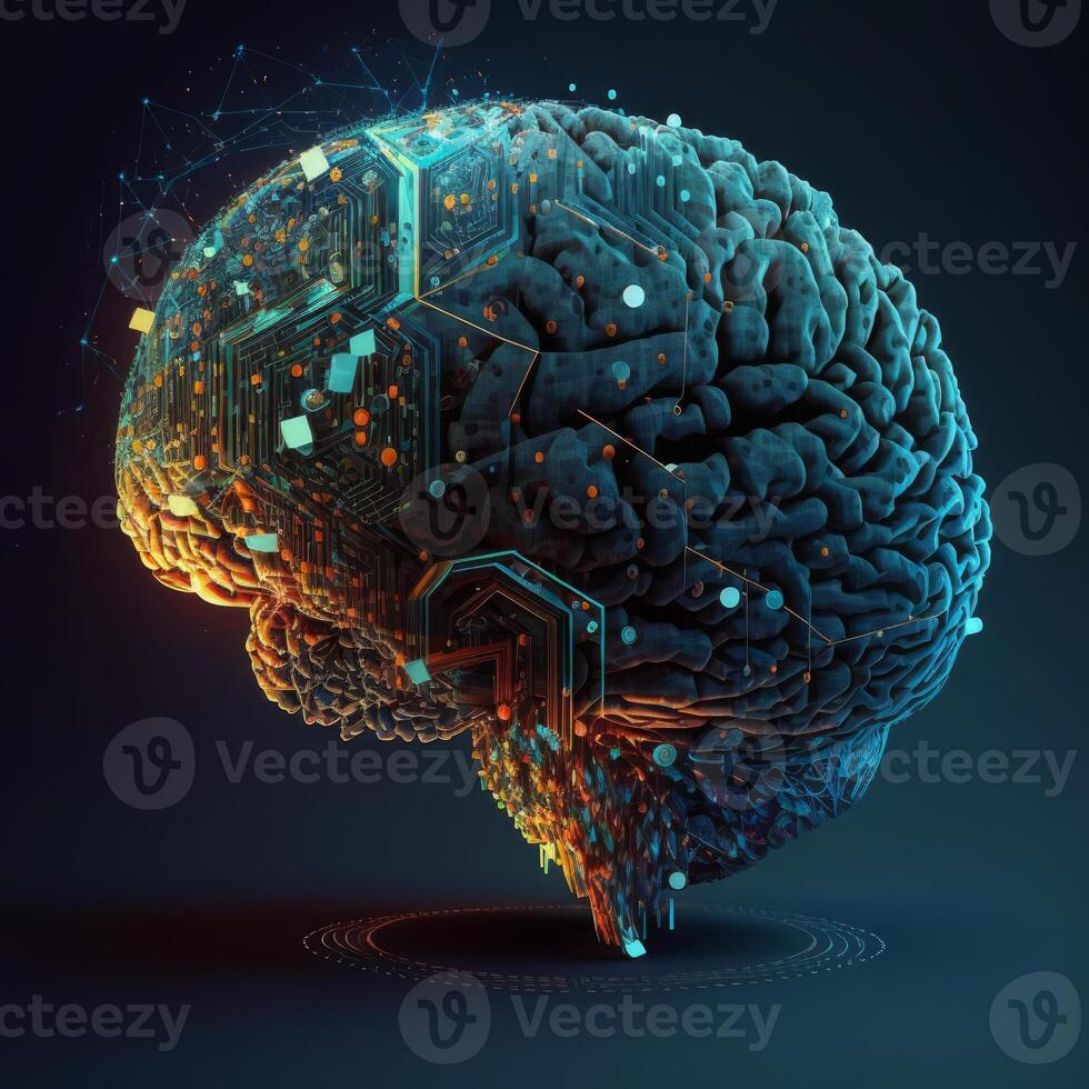 Artificial Intelligence Brain. Machine learning concept. photo