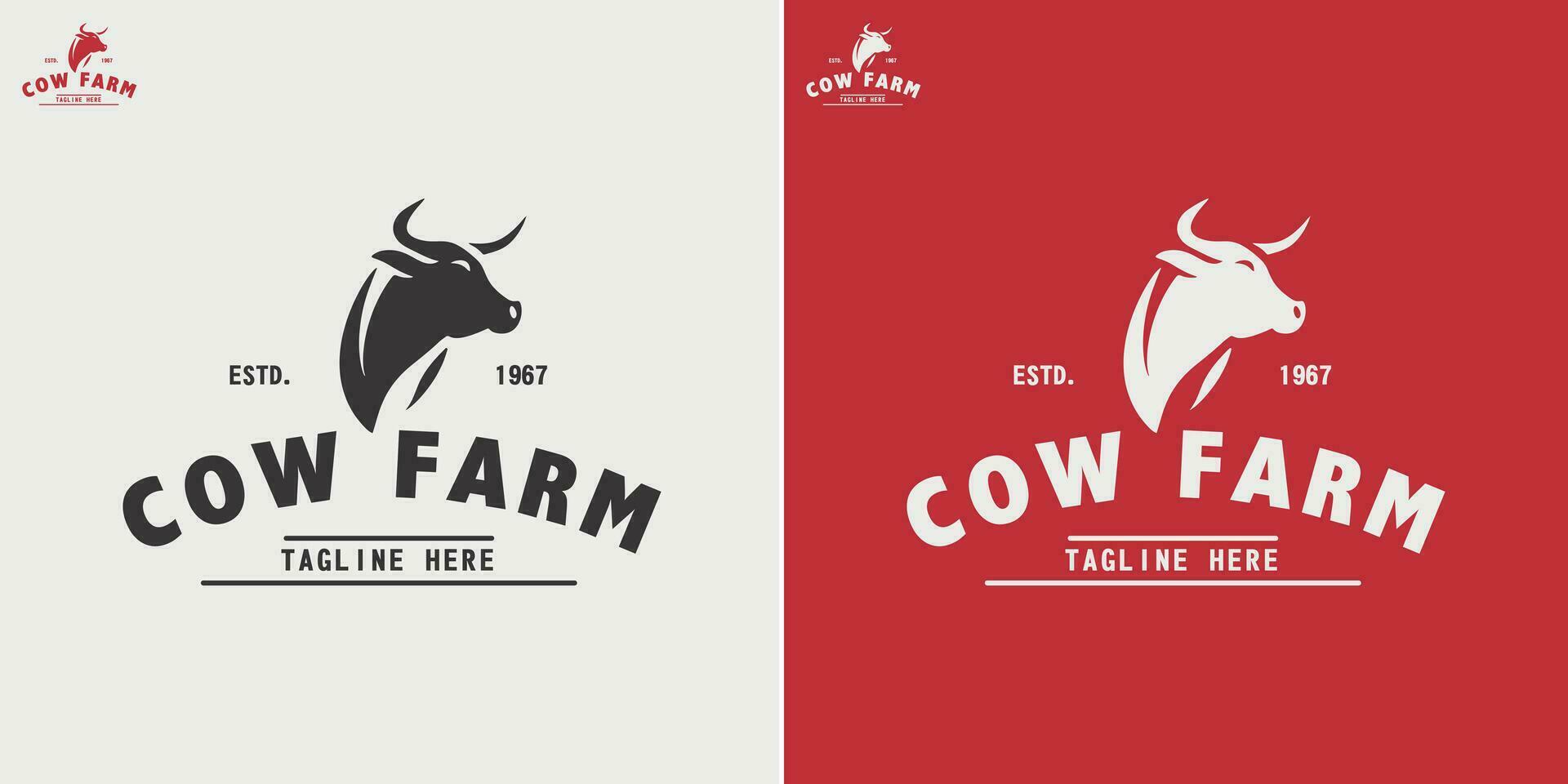 Cow head logo design, Cow head silhouette emblem logo label. vector