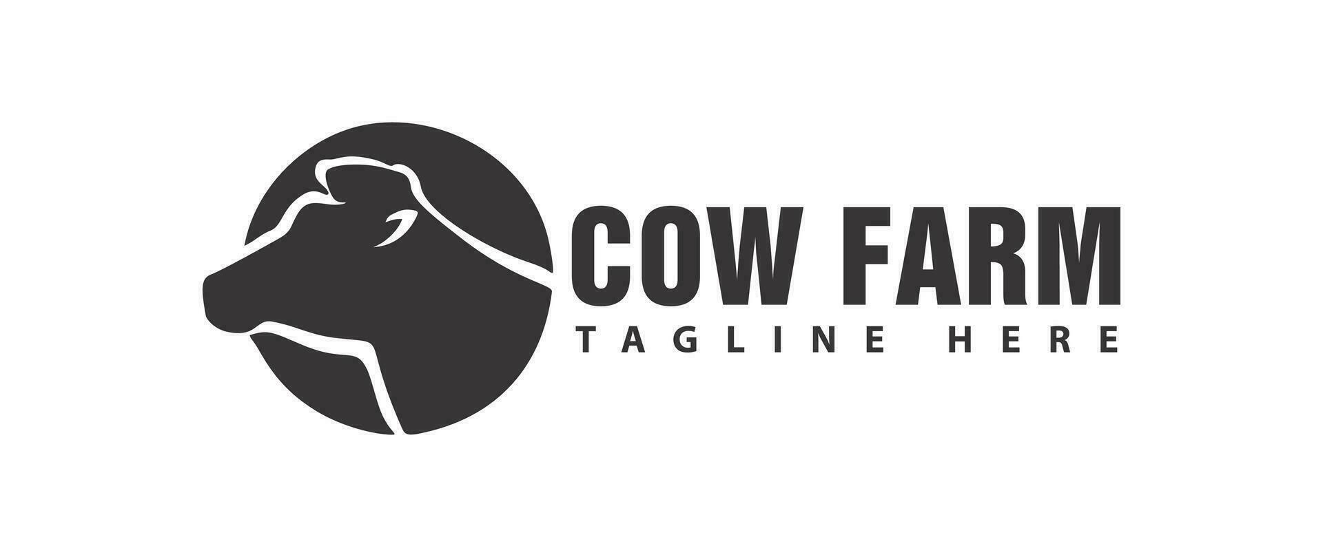 Cow head logo design, Cow head silhouette emblem logo label. vector