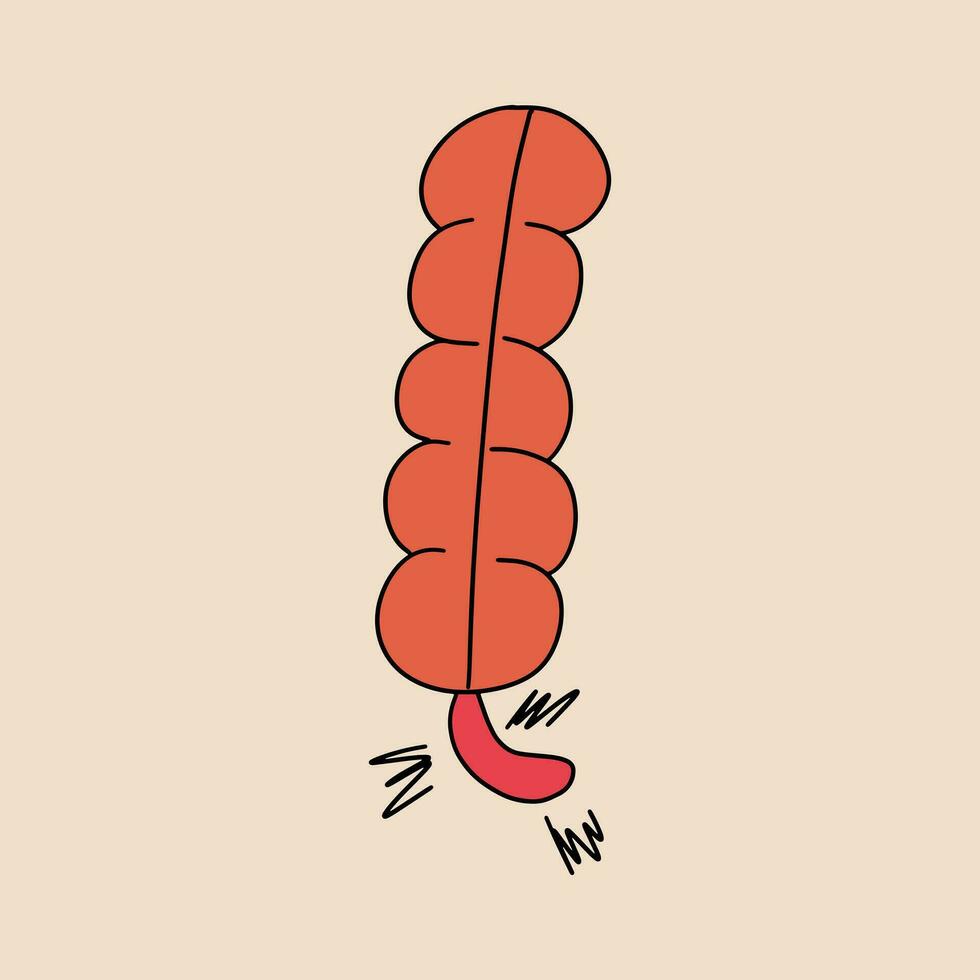 Inflamed appendicitis. Vector illustration in flat style