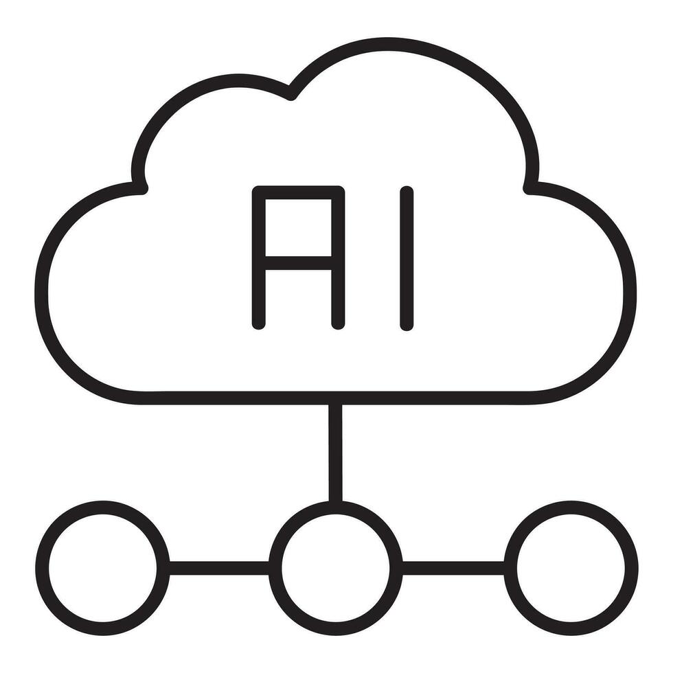 Cloud Computing AI Icon. Cloud Computing vector icon from Artificial Intelligence collection. Outline style Cloud Computing AI icon.