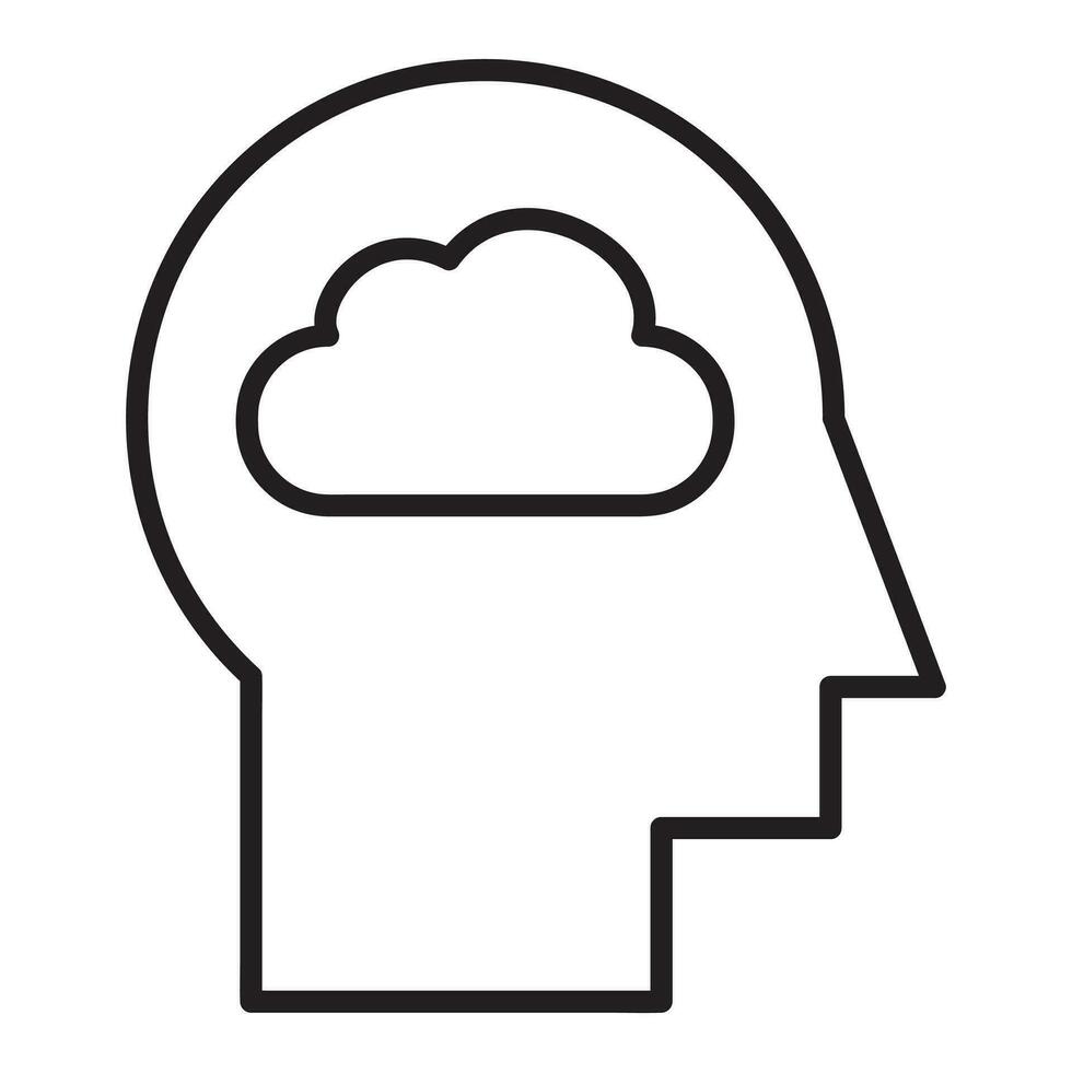 Man Head in cloud icon. Man head and cloud vector icon from Artificial Intelligence collection. Outline style Man head with cloud icon.