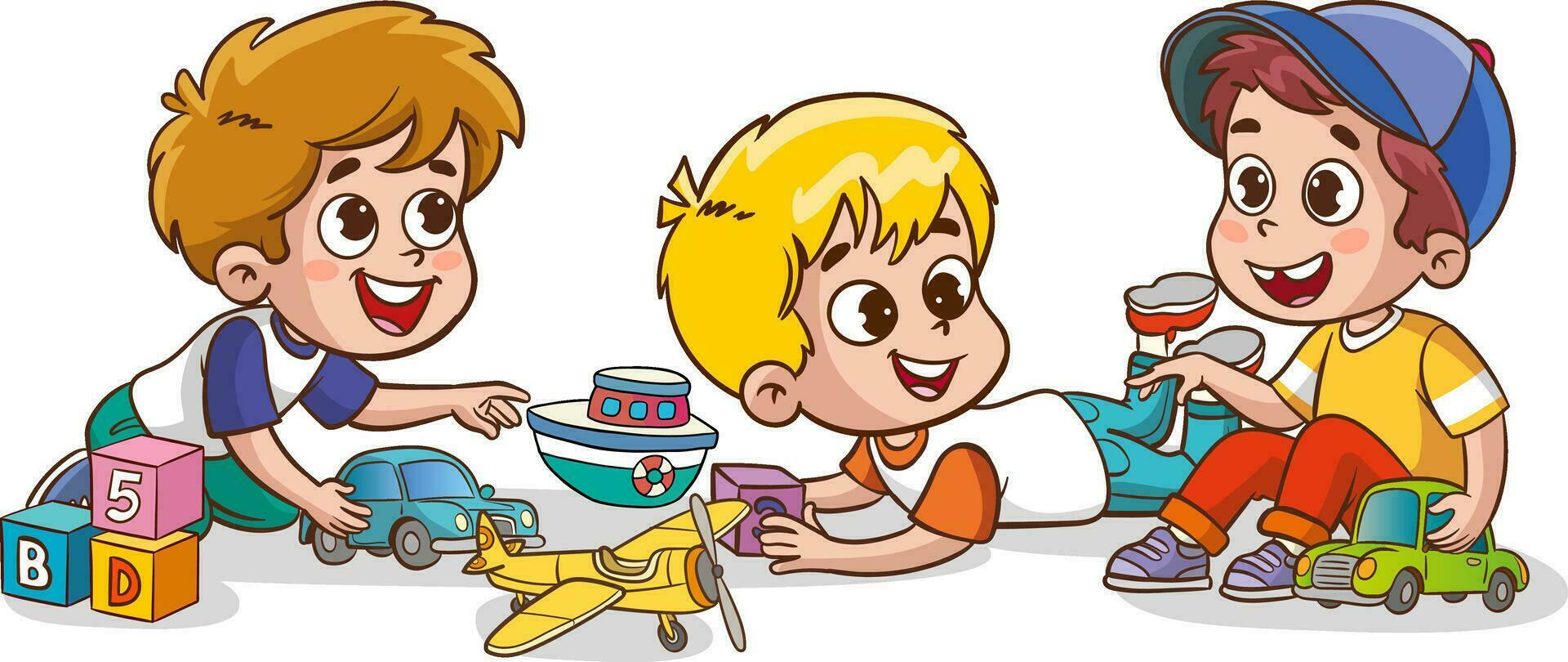 kids play together. Educational toys.Educational toys. vector