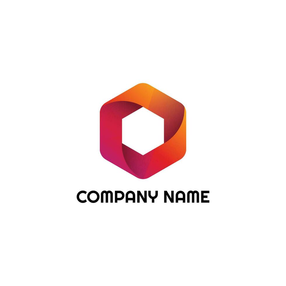 hexagon cube logo design vector