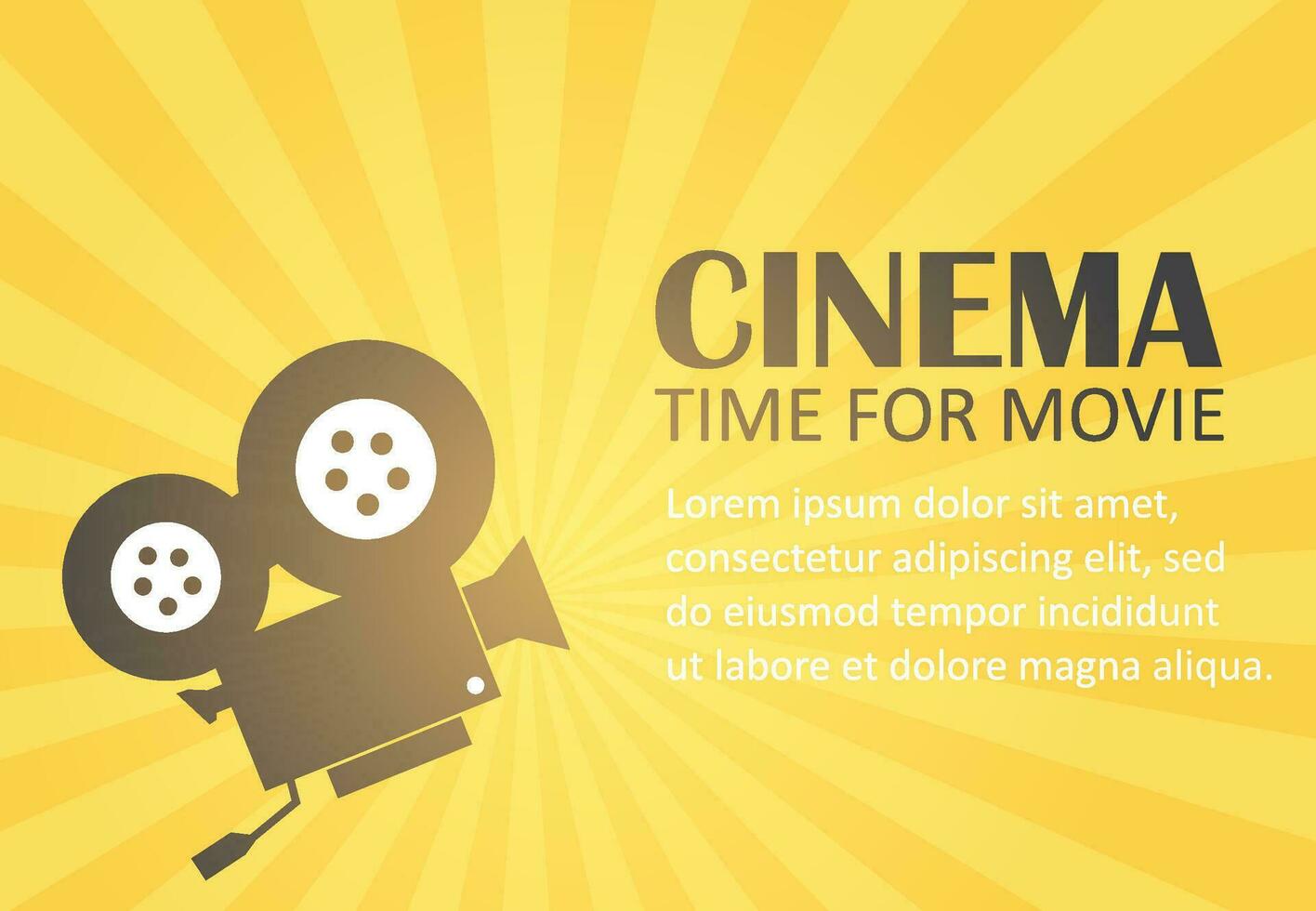 Retro cinema icon with text place, yellow background. vector illustration