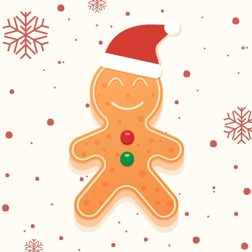 Festive gingerbread, funny gingerbread man on a white background. Vector