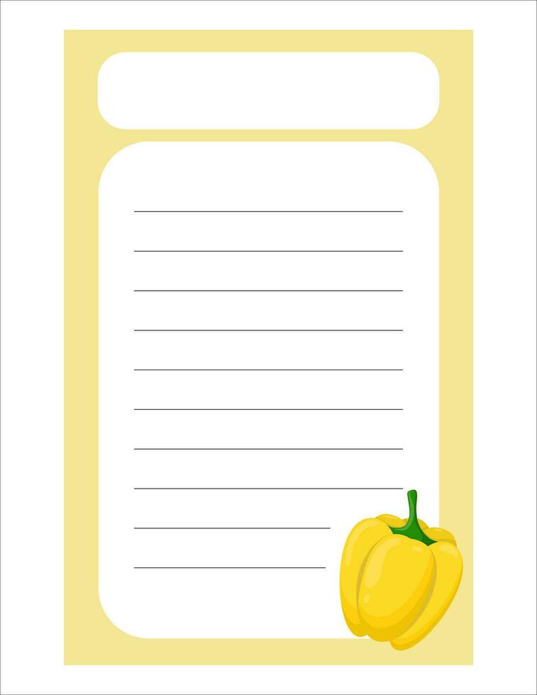 Note of cute vegetable label  illustration. Memo, paper. Vector drawing. writing paper.A sheet for writing with pepper