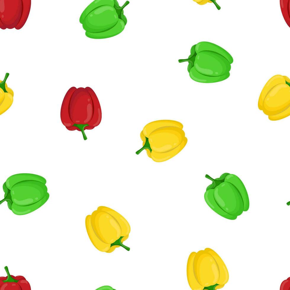 Seamless pattern with paprika on a white background. Seamless ornament with pepper. Pattern with vegetables vector