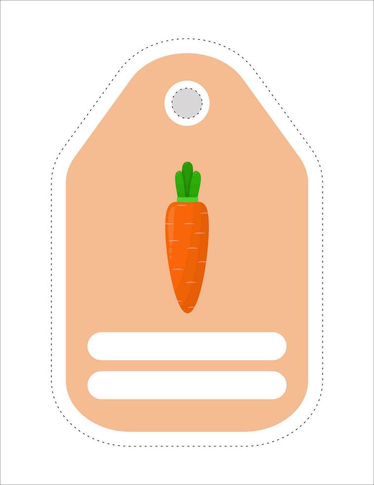 Cute vegetable label. Memo, writing paper.Label with the image of carrots vector