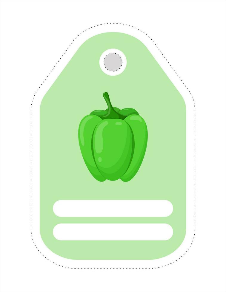 Cute vegetable label. Memo, writing paper.Label with the image of pepper vector