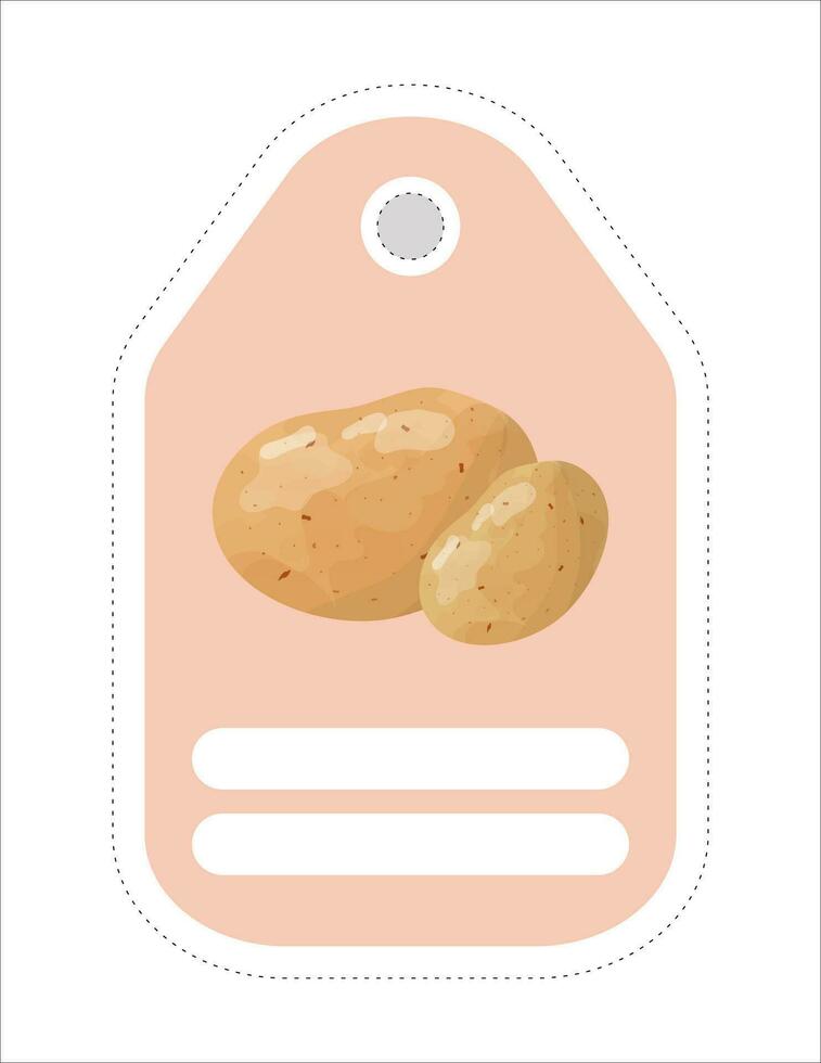 Cute vegetable label. Memo, writing paper.Label with the image of potatoes vector