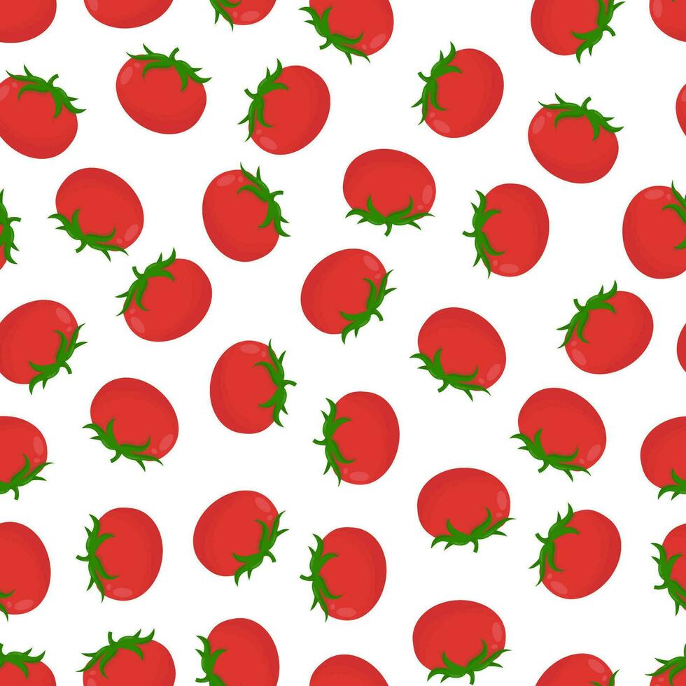 Seamless pattern with red tomatoes on a white background. Pattern with vegetables vector