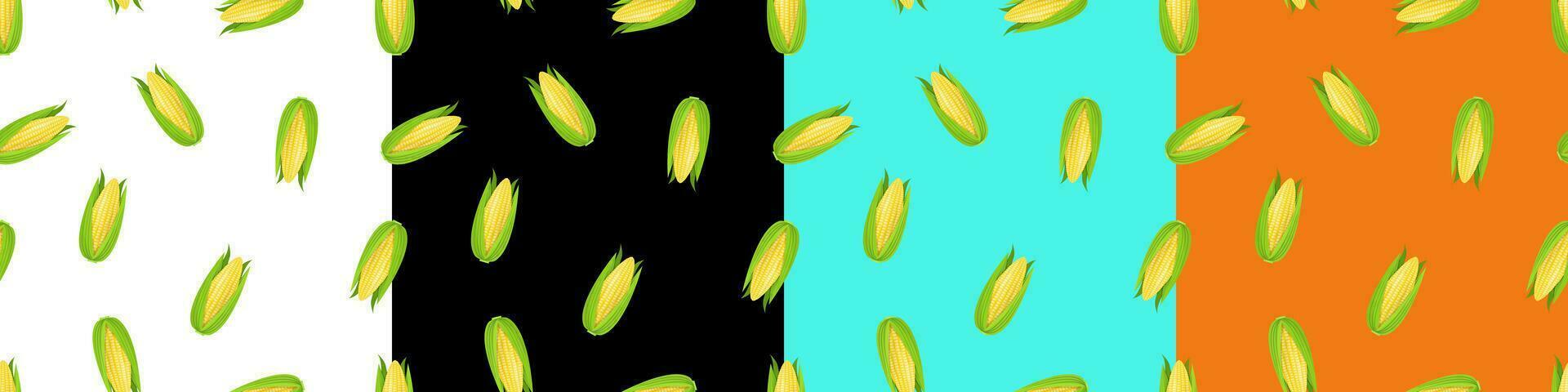 A set of patterns with corn. Pattern with vegetables vector
