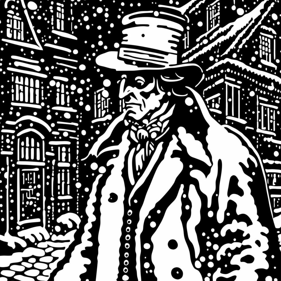 ebenezer scrooge Nevado victoriano escena vector