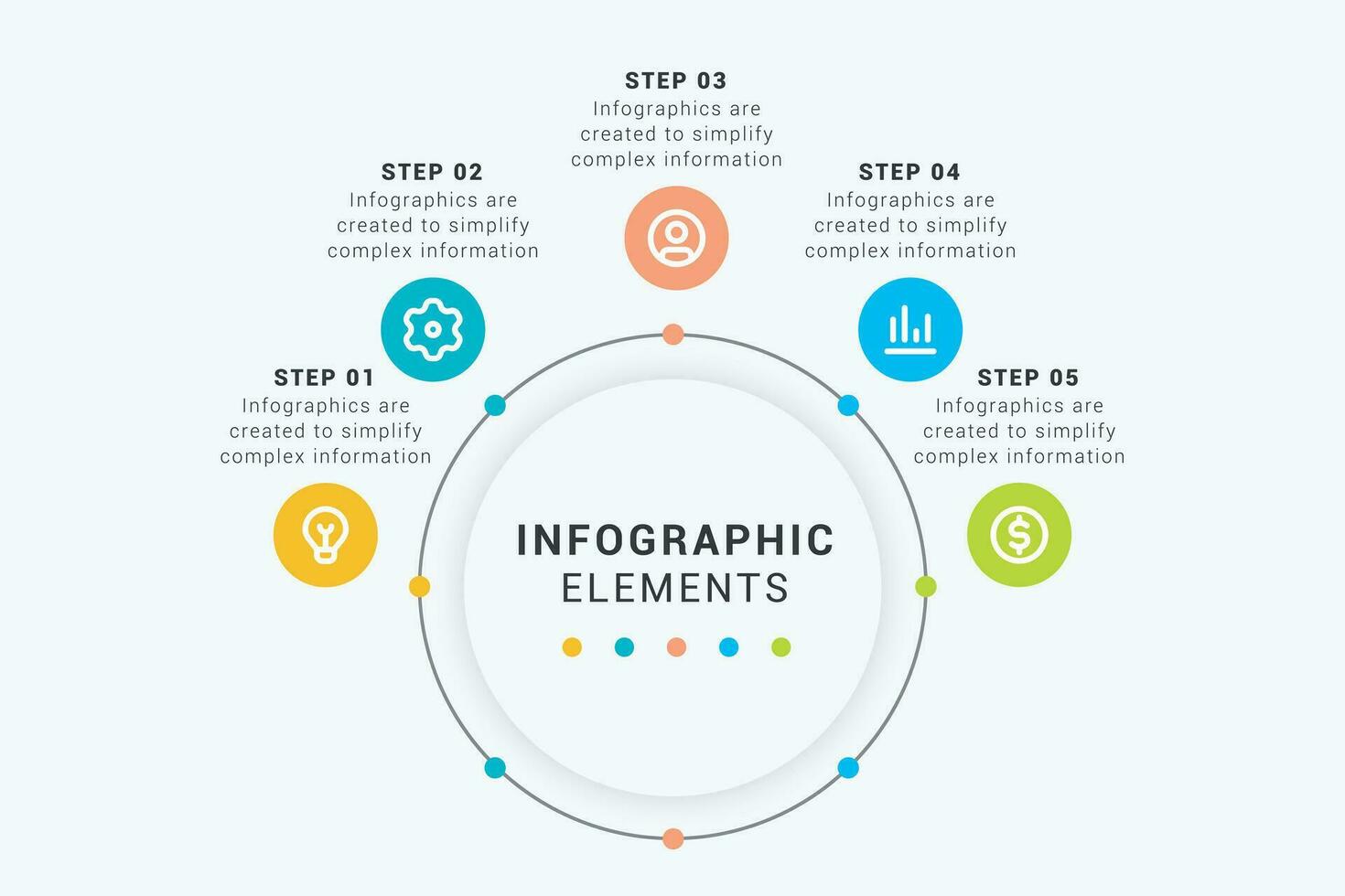 Presentation Business Circle Infographic Template with Five Elements. Vector illustration.