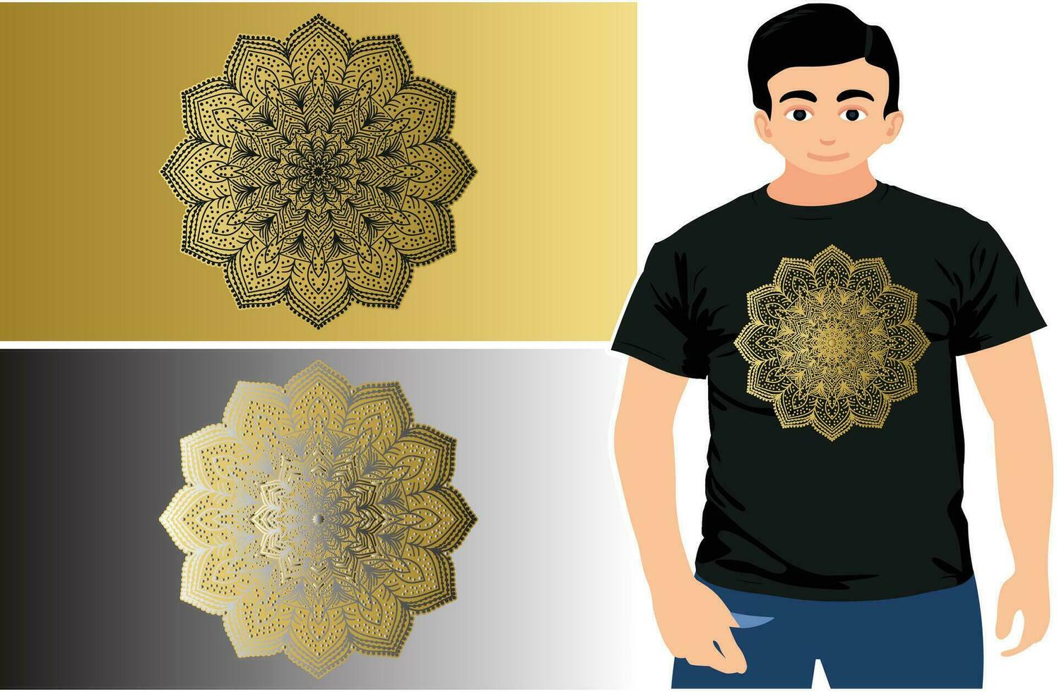 lujo mandala con camiseta diseño. vector