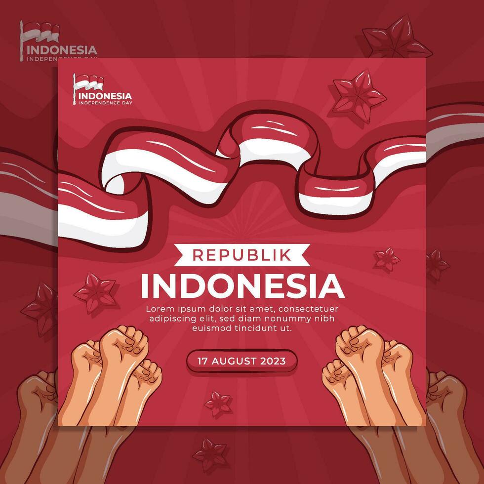 Indonesia Independence Day Social Media Flyer Banner Template vector