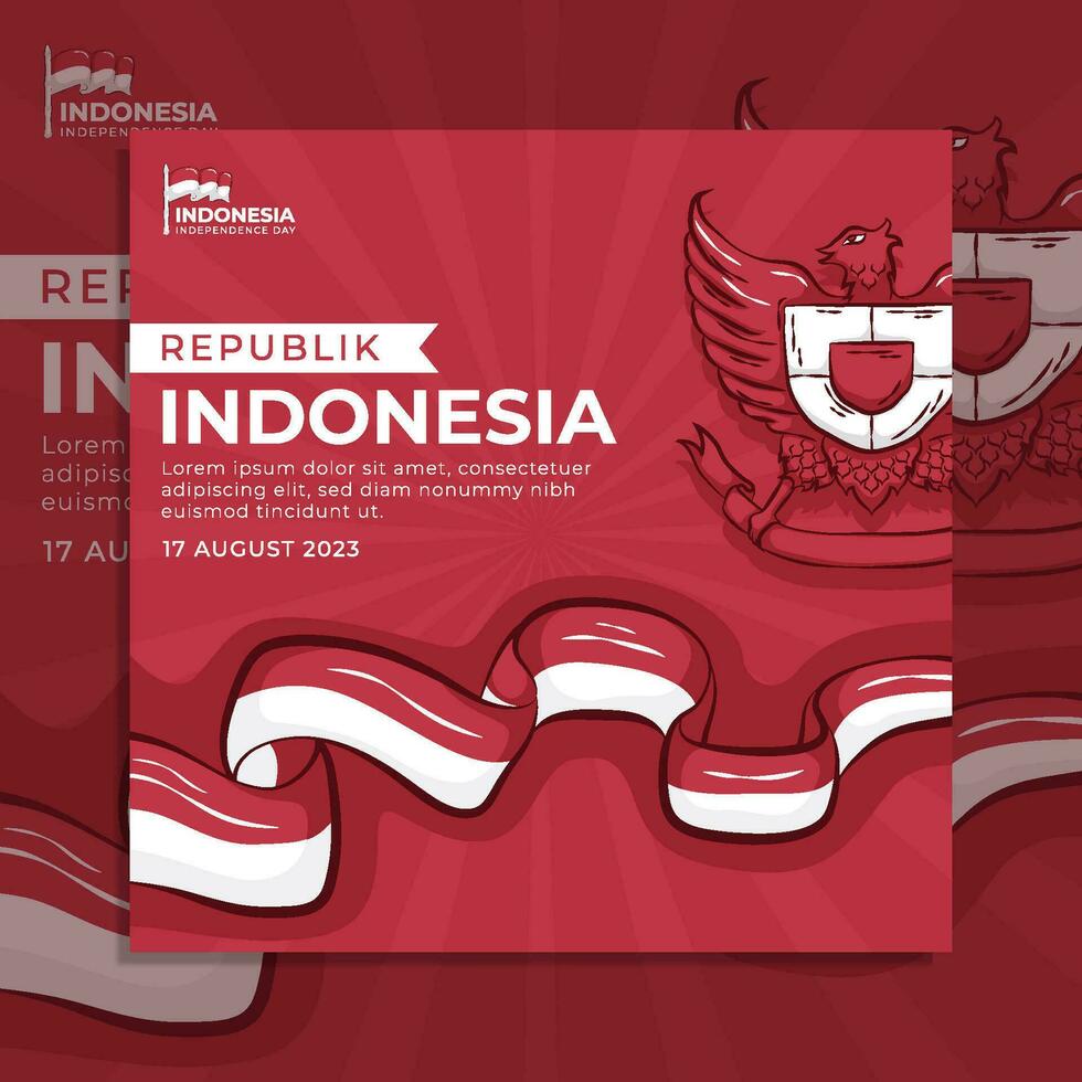 plantilla de banner de volante de redes sociales del día de la independencia de indonesia vector