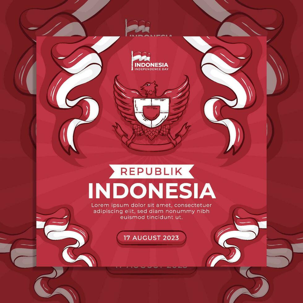 plantilla de banner de volante de redes sociales del día de la independencia de indonesia vector