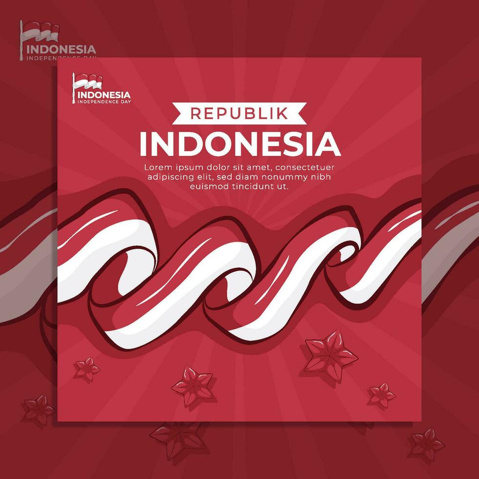 Indonesia Independence Day Social Media Flyer Banner Template vector