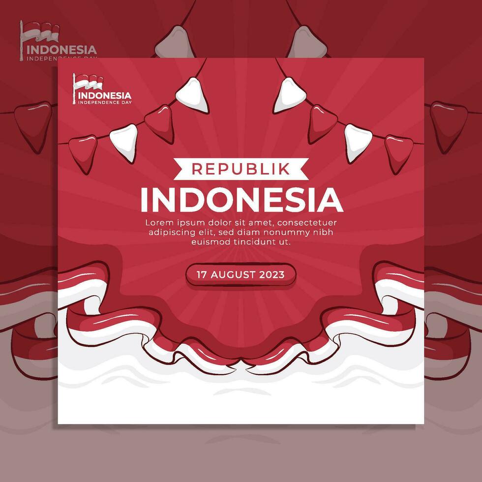 plantilla de banner de volante de redes sociales del día de la independencia de indonesia vector