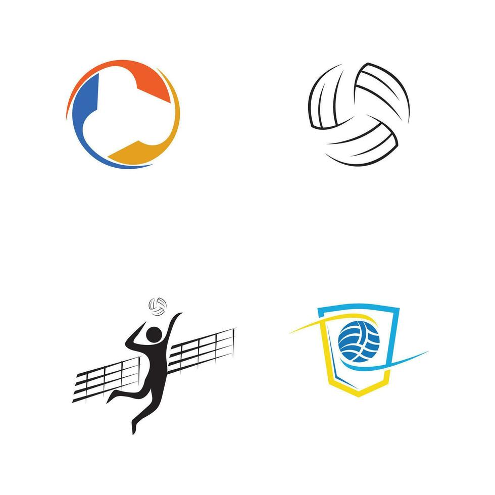 Volleyball logo, emblem, icons, designs templates with volleyball ball on a light background vector