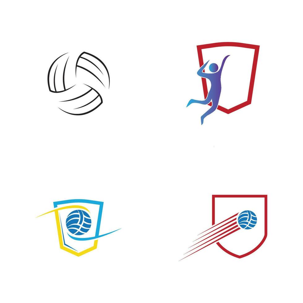 Volleyball logo, emblem, icons, designs templates with volleyball ball on a light background vector