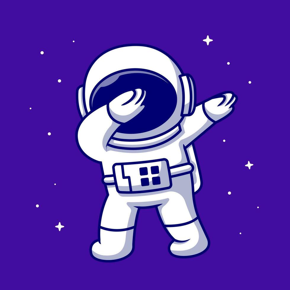 Cute Astronaut Dabbing Cartoon Vector Icon Illustration.  Technology Science Icon Concept Isolated Premium Vector.  Flat Cartoon Style