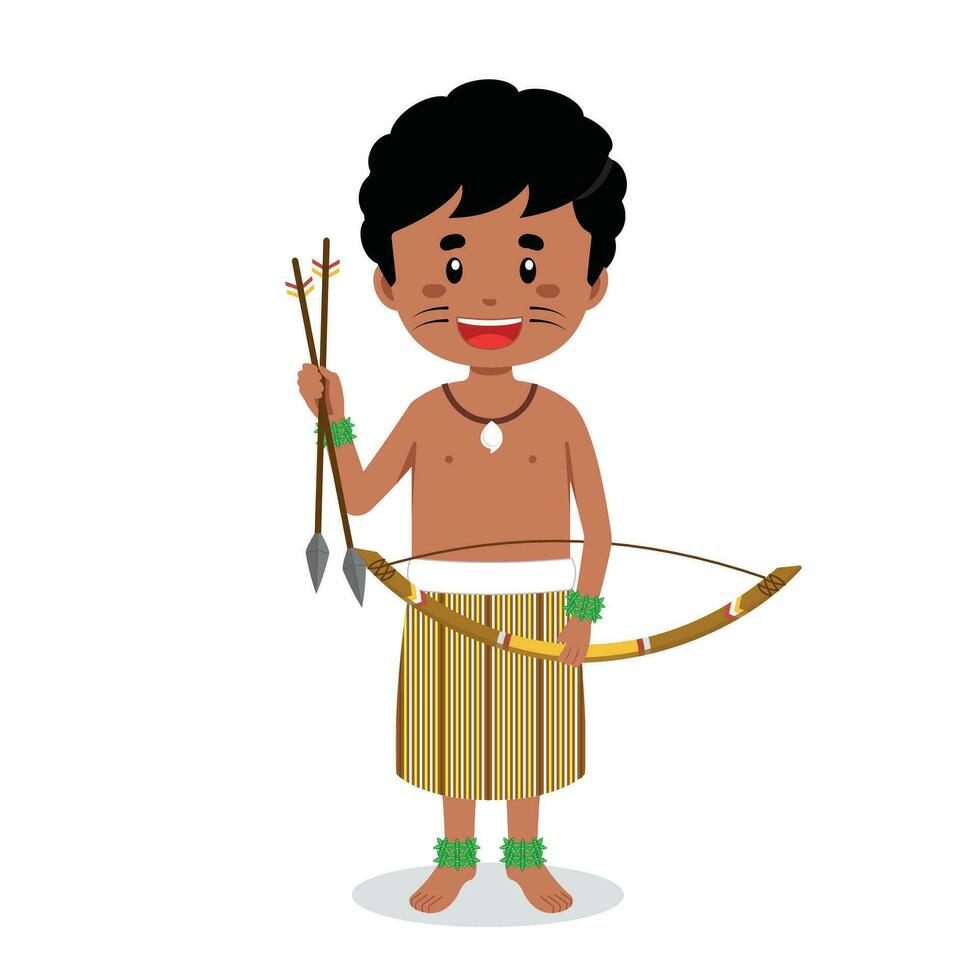 Fiji People Holding Arrows for Hunting vector