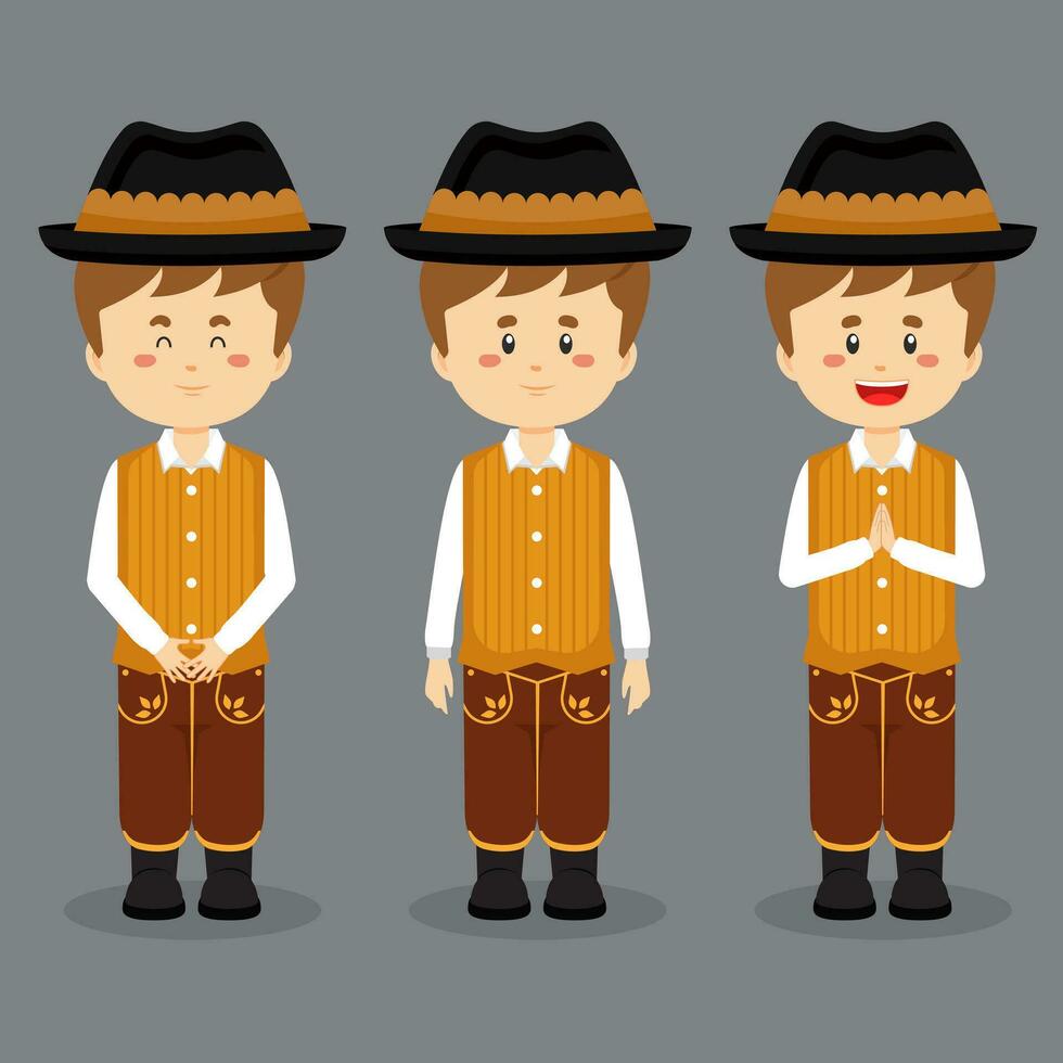 Austrian Character with Various Expression vector