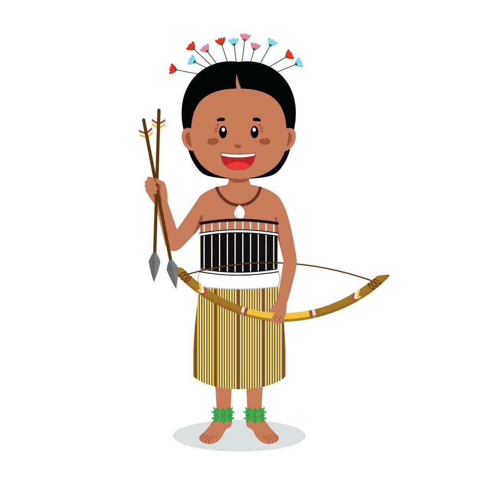 Fiji People Holding Arrows for Hunting vector