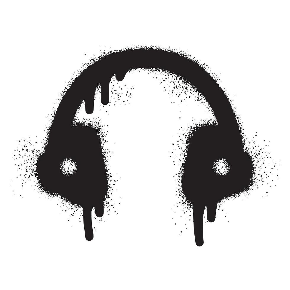 auriculares icono pintada con negro rociar pintar vector