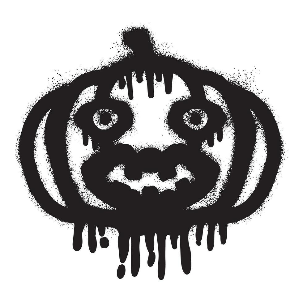 Scary pumpkin head graffiti with black spray paint vector